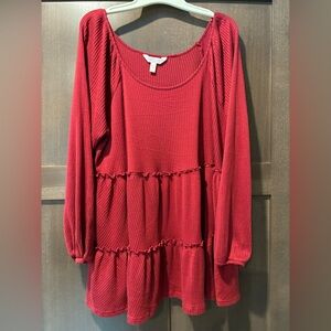 LC Lauren Conrad Ribbed Red Top